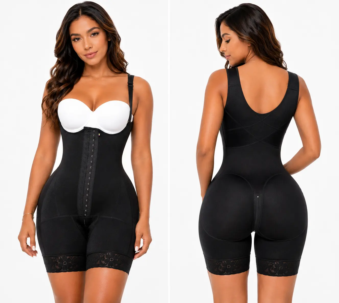 Fajas Colombianas Sale Hourglass Stage 2 Faja for Women, Powernet High Compression Bodysuit with 3 Hook Rows & Zipper Crotch, Short Cut for Post Lipo