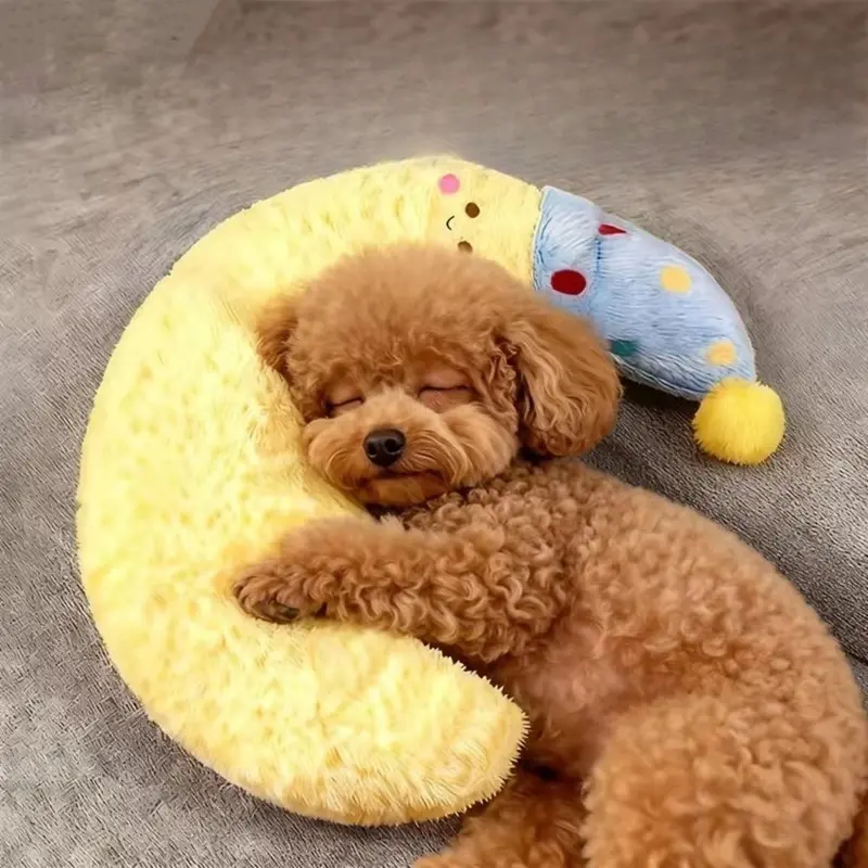 Removable Washable Crescent Pet Neck Pillow, Calming U-Shaped Dog Cat Moon Pillow, Orthopedic Support Cushion for Large Medium Small Dogs Kittens