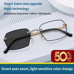 J-Smart Auto-Zoom Reading Glasses, Photochromic Anti-Blue Light & UV Protection, Progressive Multifocal Transition Readers