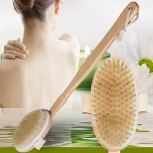 Soft Bristle Long Handle Back Scrubber, Gentle Exfoliating Bath Brush for Sensitive Skin, Removable Design, No Battery Needed, Unisex Body Brush