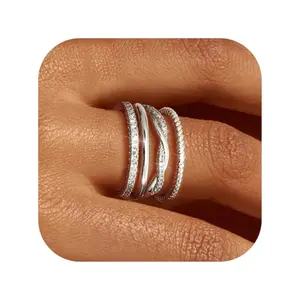 Stackable Rings for Women Non Tarnish Dainty Gold Plated Stackable Thin Rings Cubic Zirconia Thumb Ring Set Trendy Statement Promise Wedding Bands Engagement Ring for Women Size 5-10 Rhinestone Decor Ring