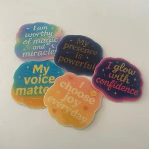 Affirmation Sticker Pack - 5 Retro Vinyl Stickers 2x3.5 in - Durable Weatherproof Designs for Laptops Water Bottles Journals Mirrors