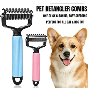 Universal Pet Detangling Comb  Dogs Grooming Tool Double-Sided Stainless Steel  Coat Care & Shedding Removal Easy to Use Essential Grooming for