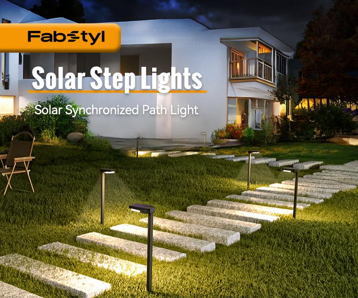 FabStyl RGB Solar Pathway LED Lights, Automatic Sync of Lighting Color, 8 Colors, Durable Waterproof for Outdoor, Auto ON/OFF, Easy Installation, Perfect for Festival Decor, Patio, Garden, Yard, Pathways, Walkways Decorative Lamp Panel FallFreshness