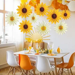 9PCS paper sunflower party decorations, easy to install, wall decoration, used for sunflower themed party decoration, birthday decoration, festivals, etc, fourth of july decor