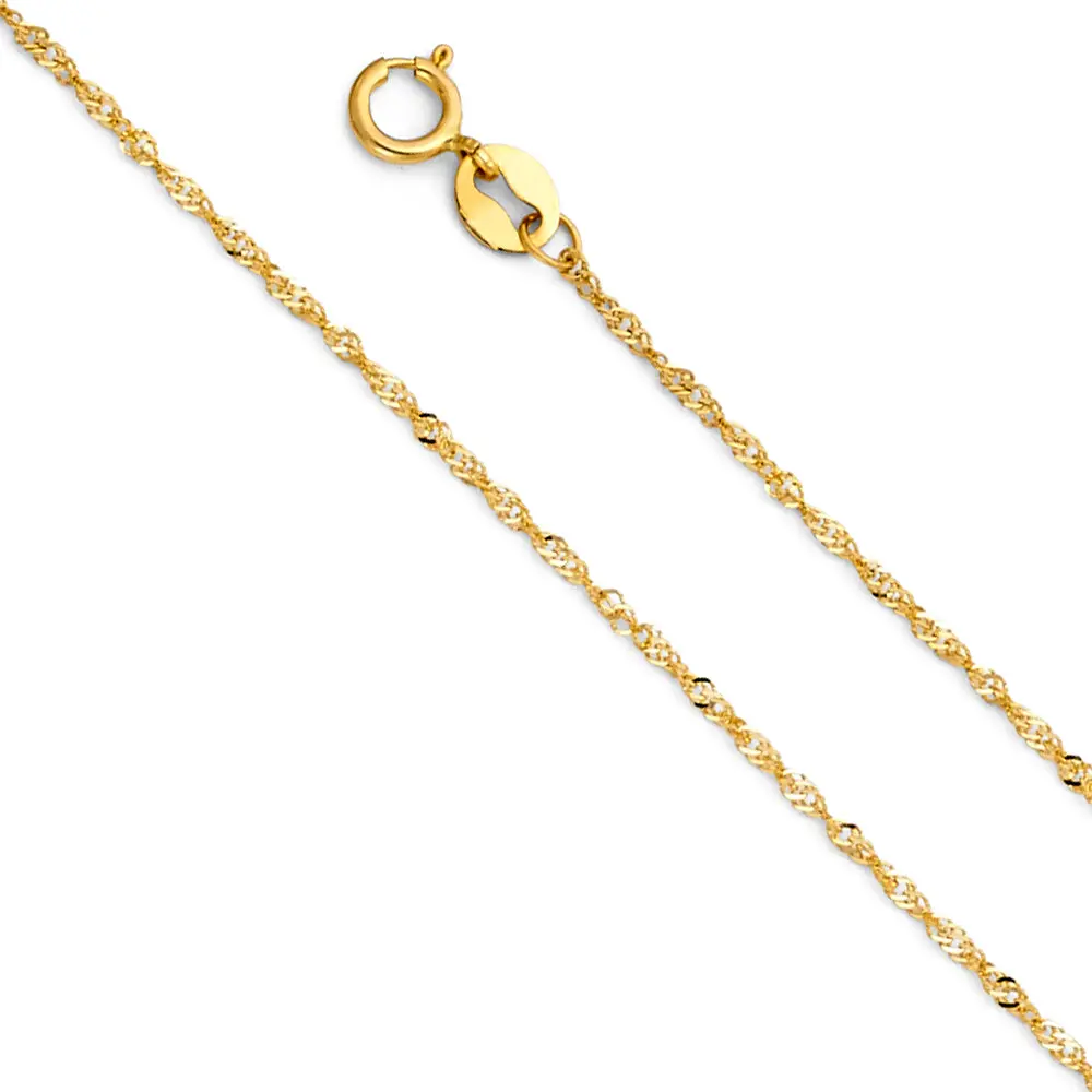 14K Gold 0.9mm Sinagpore Necklace