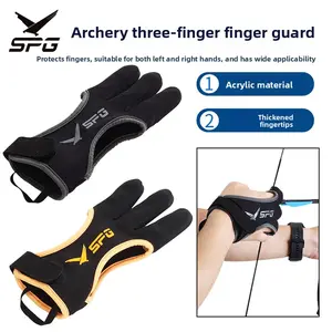Archery Three-Finger Guard Thickened Fingertip Traditional Recurve Bowstring Gloves