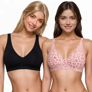 1/2/3/4Leopard Jelly Wireless Bra Women Comfortable Push Up Bras Wireless Seamless Full Coverage Bra Buttery Soft Everyday Tshirt Bra,comfortable, slimming and anti Seamless Tshirts Bras Deep V Everyday Bra Womenswear Bridal Mother's Day gift-MM