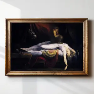 Occult Gothic Painting Print the Nightmare Dark Academia Decor Antique Oil Painting Moody Creepy Wall Art Henry Fuseli