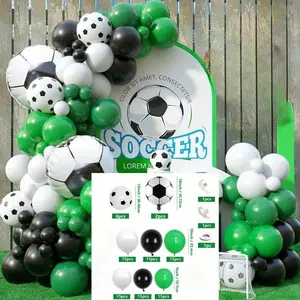 101pcs/30pcs Black Green Football Latex Balloon Set Sport Theme Party Birthday Celebration Football Party Decoration, Football Aluminum Foil Balloons Kit Soccer