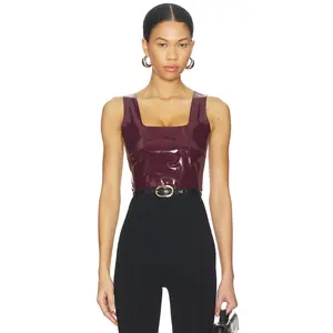 Commando Faux Patent Leather Crop Top in Burgundy