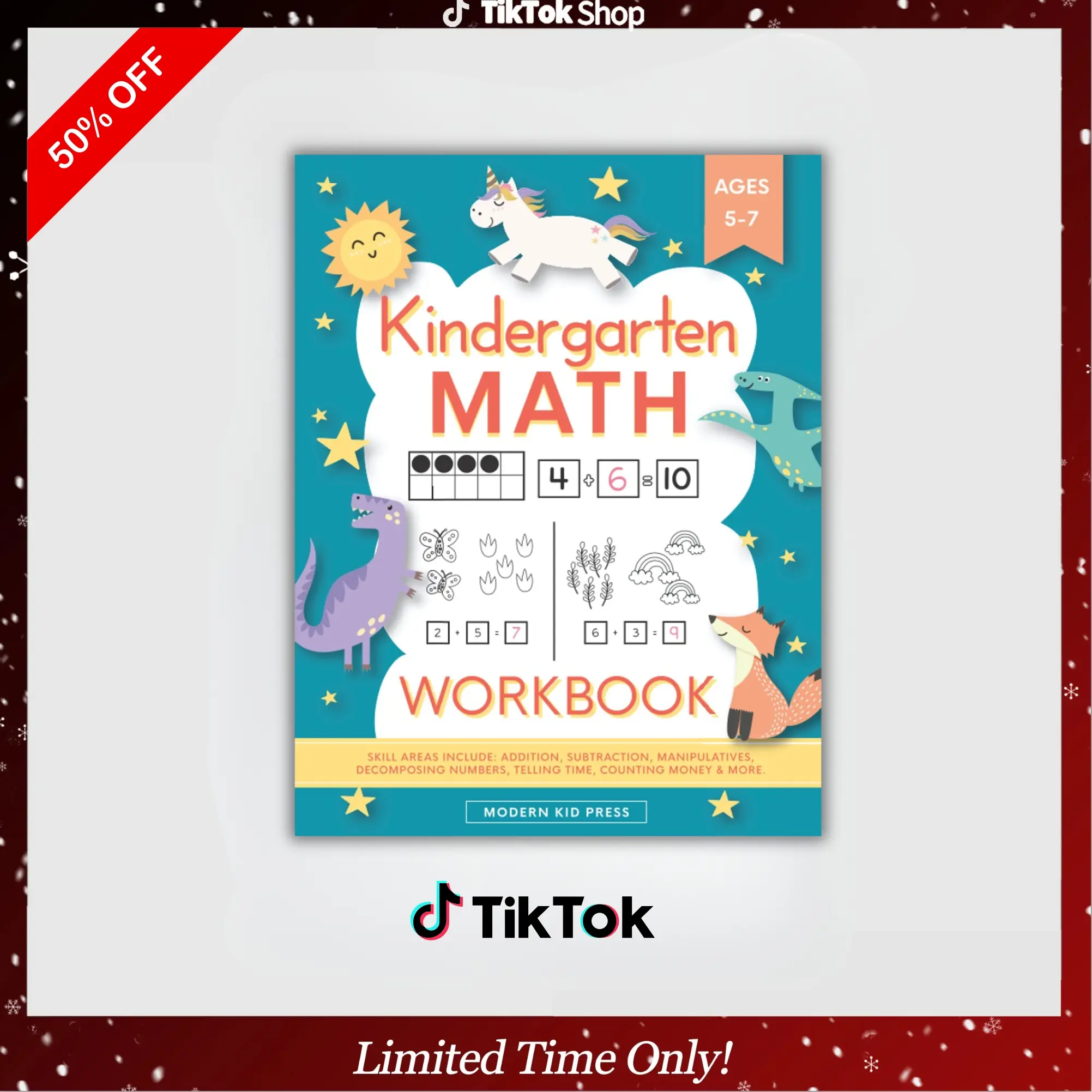 Kindergarten Math Workbook: Kindergarten and 1st Grade Workbook Age 5-7 | Homeschool Kindergarteners | Addition and Subtraction Activities + Worksheets Paperback