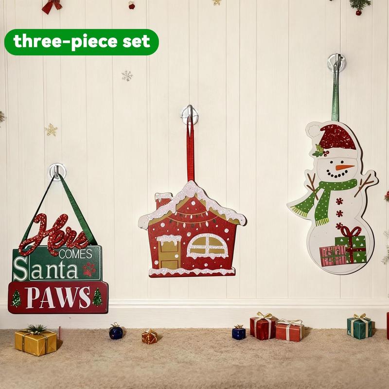 Crazy Little Mustang 3ps Christmas-Themed Ornaments Set 3-Piece Christmas Pattern Tree Decorations for Home Party Festive Atmosphere Perfect Gift Throw Cushions