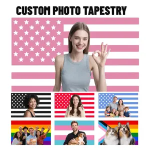 Custom American Flag Personalized with Your Photo - Patriotic Image Tapestry Wall Decoration for Dormitories, Birthday Gift