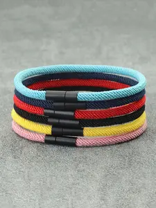 Simple Nylon Rope Braided Bracelet, Fashionable Magnetic Closure Design Bracelet for Women & Men, Trendy All-match & Exquisite Jewelry for Birthday Gift