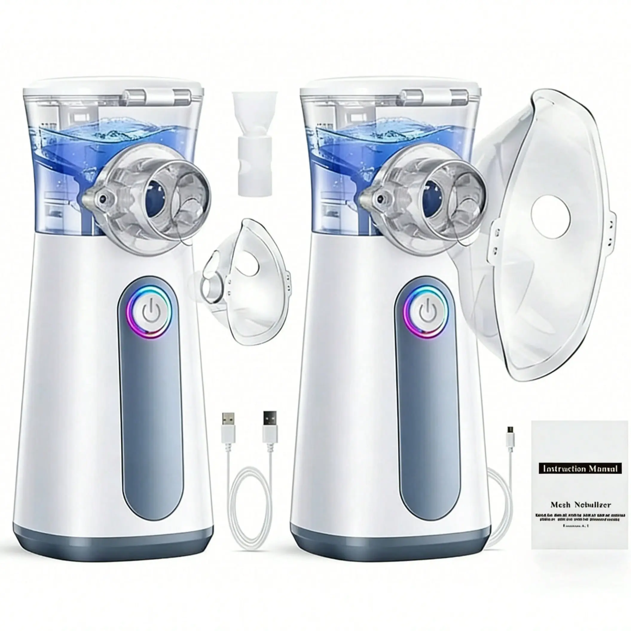 2PCS Portable Handheld Humidifier, Built‑in Rechargeable Lithium Battery Mini Humidifying Device, USB‑Charged Compact Personal Moisturizer for Desktop, Dorm, Home & Travel Use