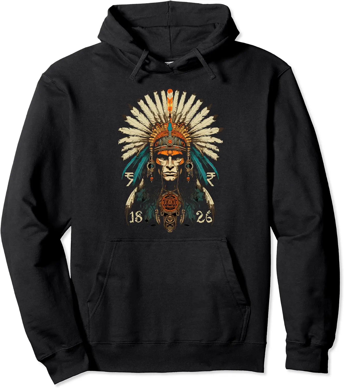 Native American man Indian Tribes Multicolor Headdress Pullover Hoodie - Alizejaqua Shop 75B0CGRJVPHT