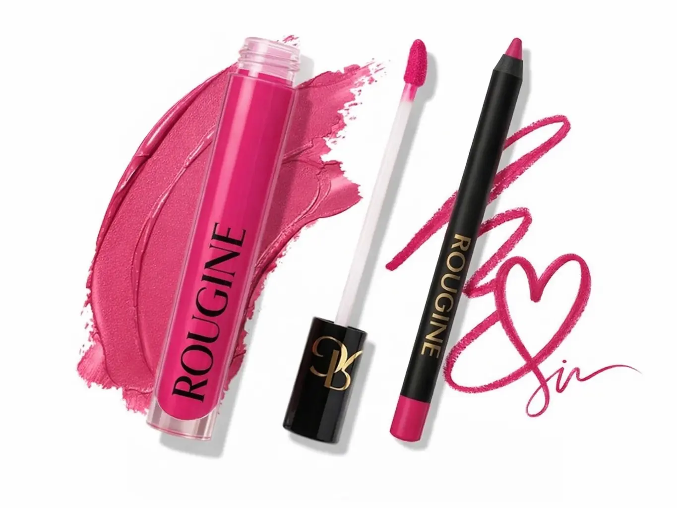 Rougine 2-in-1 Lip Duo Kit for Flawless Lip Combos - Long-Lasting Matte Finish for Soft Glam with Vitamin E & Shea Butter, French Kiss Shade