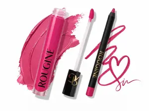 ROUGINE Matte Lipstick & Lip Liner Set for Women French Kiss Shade Long-Lasting Waterproof 2-in-1 Lip Kit Smudge-Proof Liquid Lipstick with Precision Liner Enriched with Vitamin E & Shea Butter