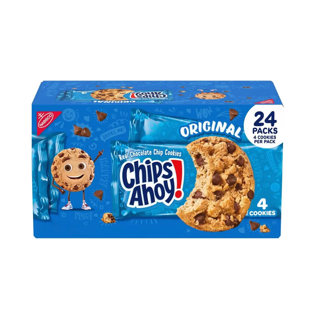 CHIPS AHOY! Classic Baked Semi-Sweet Crispy Cookies with Real Milk Chips - 1.55 oz Individually Packed Ambient Snacks (Pack of 24) - Enriched Flour Biscuits for On-the-Go, All Ages