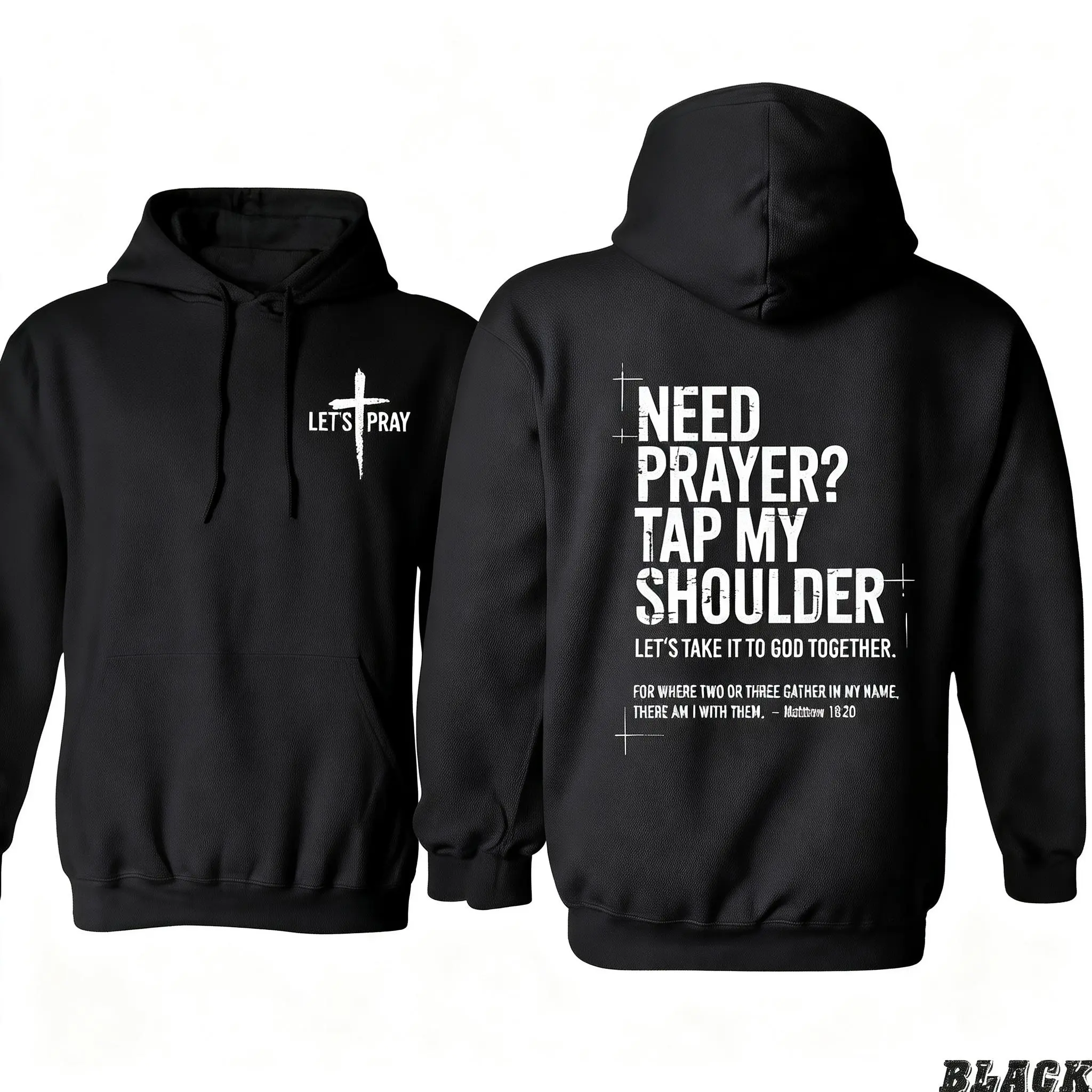 Need Prayer Hoodie Tap My Shoulder Let's Pray Christian Faith Sweatshirt Bible Verse Matthew Religious Inspirational Fall Winter Outfit Womenswear Pullover - Tops
