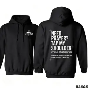 Need Prayer Hoodie Tap My Shoulder Let's Pray Christian Faith Sweatshirt Bible Verse Matthew Religious Inspirational Fall Winter Outfit Womenswear Pullover - Tops