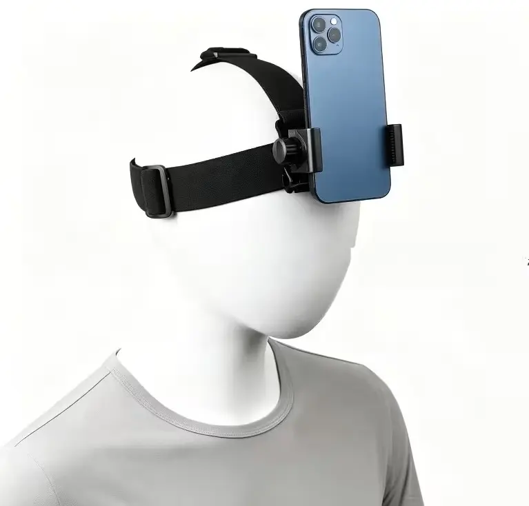 Professional 360° Head-Mounted Phone Rig, Stable First-Person Perspective Clip for Live Streams, Breathable & Non-Slip Headband Mount Compatible with All iPhone & Android, Travel & Outdoor Vlogging Tool
