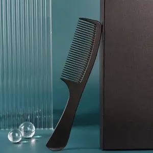 1PC Professional Plastic Flat Comb, Heat Resistant, Precise Styling Tool for All Hair Types, Salon-Quality Hair Cutting Finishing Styling Accessory for Barbers and Hairdressers, Unisex, Comfort-Grip, Round Teeth, Black