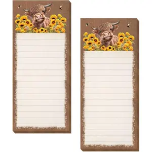 Magnetic Notepad List, Highland Cow Plan Notebook, Non-Stick Tearable Refrigerator Magnet, Grocery Shopping To-Do List