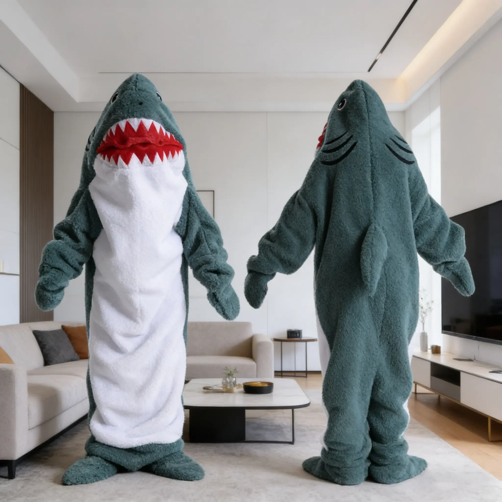 Adult & Kids Shark Blanket Onesie, Casual Loungewear, Cozy Wear, Comfortable Wearable Sleep Bag, Soft Plush Material, Perfect for Leisure and Travel, Home Essentials