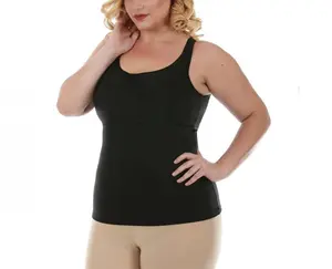 INSTANT FIGURE Plus Size Empire Seam Tank Top WT4061C – Compression Shapewear Top for Women, Seamless Tummy Control Slimming Tank with Empire Bust Support, 4-Way Stretch Nylon Spandex, Invisible Under Clothes, Made in USA