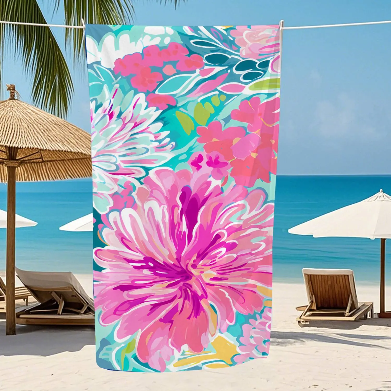 1PC Extra-large Quick-drying Beach Towel with Modern Bohemian Style, Polyester Knitted Fabric, g/m², Sandproof, Lightweight, Suitable for Travel, Swimming, Yoga, Pool, Ideal Summer Gift for Everyone
