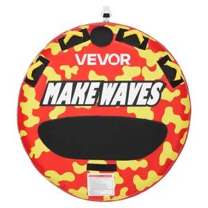 VEVOR Towable Tubes for Boating, 2-Rider Inflatable Boat Tubes and Towables, 340lbs Capacity Water Sport Tube for Boat to Pull - with Anti-Slip Pad, Full Nylon Cover, Padded Handles & Safety Valve