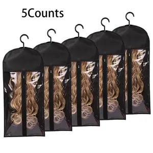 Wig Storage Bag, 5pcs Dustproof Wig Storage Bag with Hook, Hair Extension Hanger, Wig Tool, Wigs Accessories for Salon & Home Use, Household Dust Cover Household Items, Organize Protection Durable Cover