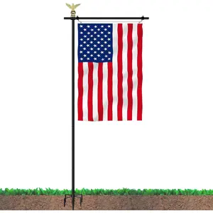 10FT Garden Flag Pole Stand for 3x5  & 28x40 Inch Flags Heavy Duty Freestanding Flagpole with 5-Prong Base Adjustable, Lightweight  Flag Holder for Yard, Outdoor, Lawn Black