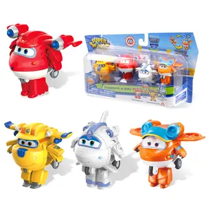 Super Wings 2" Transform-a-Bots 4-Pack Supercharged Jett Donnie Astra Sunny Airplane Toys Vehicle Mini Figures Fun Toys for Kids Ages 3-5 Boys Girls Transformable ABS POM Plastics