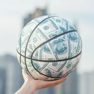 Standard 7-Number Basketball, International Size 29.5in Circumference, Dollar Sign Print, Street Style, Indoor Outdoor Basketball, Thick PU Durable Basketball