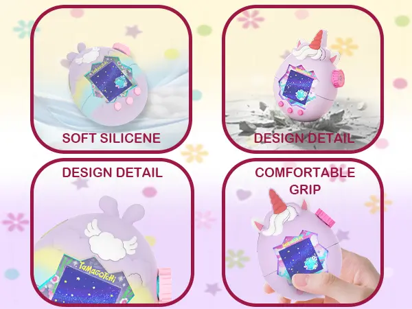 [Halloween Gifts] OAJ Aesthetic Adorable Angel Design Liquid Silicone Case for Handheld Tamagotchi Paradise Virtual Pet - Shock-proof, Anti-scratch Full-body Premium Soft Protection Cover, 1 Matching Lanyard, Kawaii Gaming Accessory (Device Not Included)