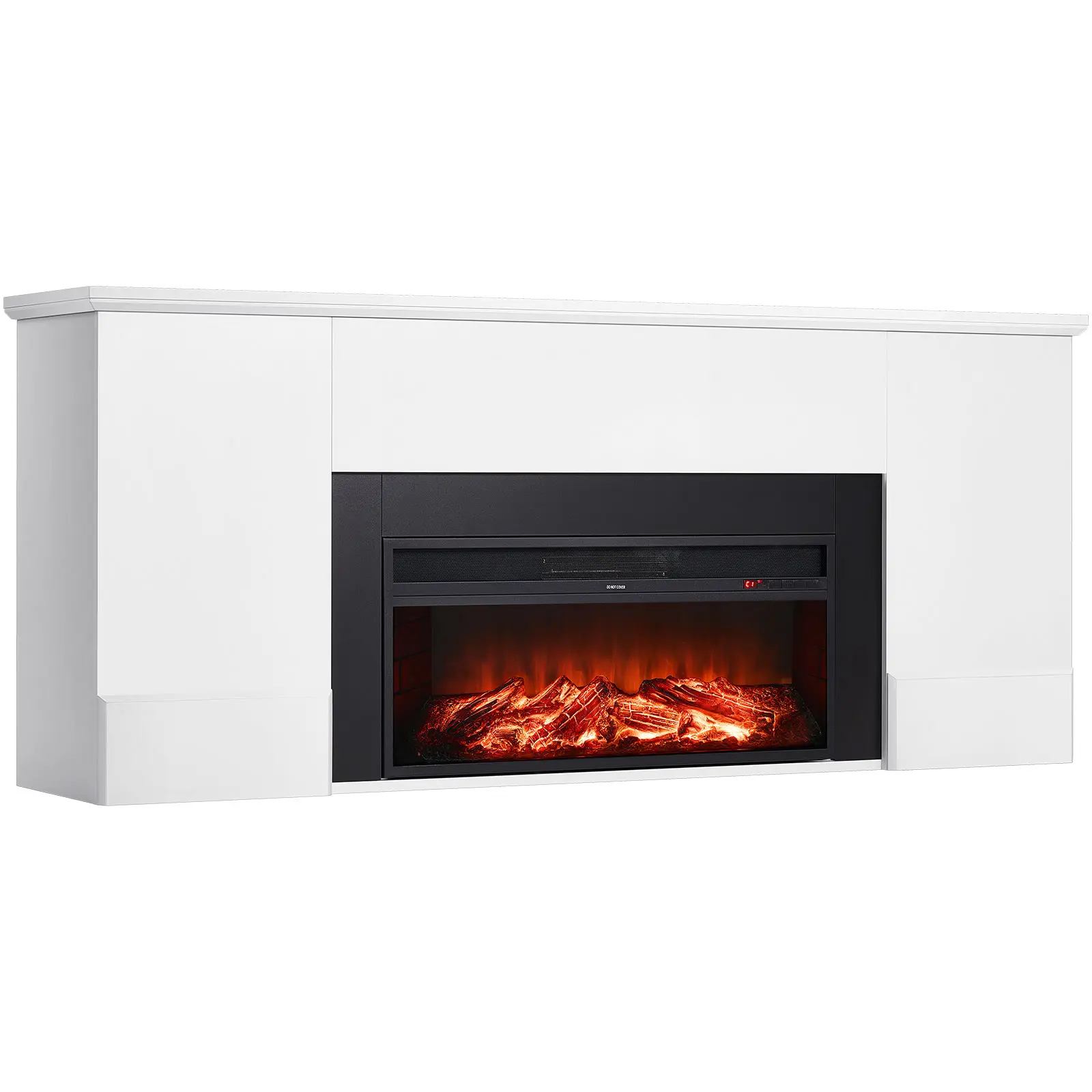 VEVOR 75" Size Freestanding Electric Fireplace Stove Heater with Mantel, 1500W 5120BTU Realistic Fake Fire, Infrared Heat, Overheating Protection, Adjustable Flames, Timer, Remote Control, Natural Warmth, Indoor Home Use for Living Room, Study, White