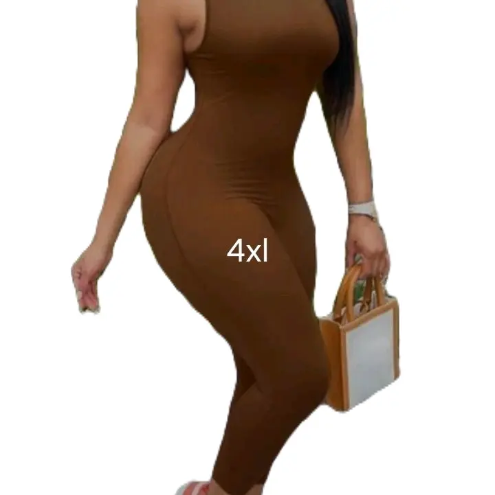 scoop neck straight leg jumpsuit