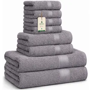 HomeBurg Luxe 8 Mix Set – Washcloths (30 x 30cm), Hand Towels (40 x 70cm) & Bath Towels (65 x 137 cm) – 100% Cotton, Soft, Absorbent, Easy Care, Versatile,