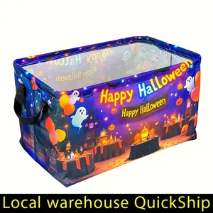 Halloween Ghost Basket With Handles Spooky Stuffers For Boyfriend Collapsible Storage Bins Boxes For Shelves Home Office Toys Gift Basket Teacher Book Foldable