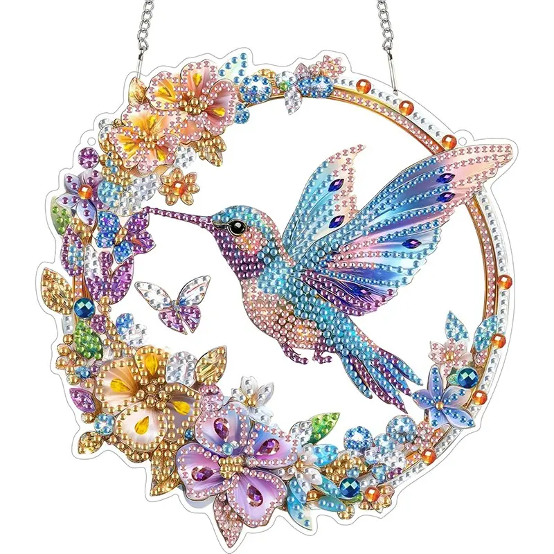 Bird Hanging Diamond Art Kits for Adults Pendant Suncatcher, Special Shaped Crystal DIY Pearl Diamond Painting Kit, Gift for Mother Spring Summer Window Wreath Decor, Home Hanging Decoration 7.6 x 7.3 Inch
