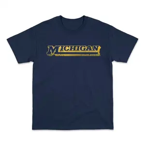 [MADE IN US] Michigan Logo Tee, College Basketball Team Graphic Shirt, Sports Game Day Shirt, Vintage Basketball Tee, Athlete Graphic Shirt, Basketball Lover Shirt, Gift for Sports Fans