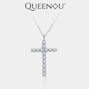 【231】925 Sterling Silver Cross Synthetic Moissanite Necklace