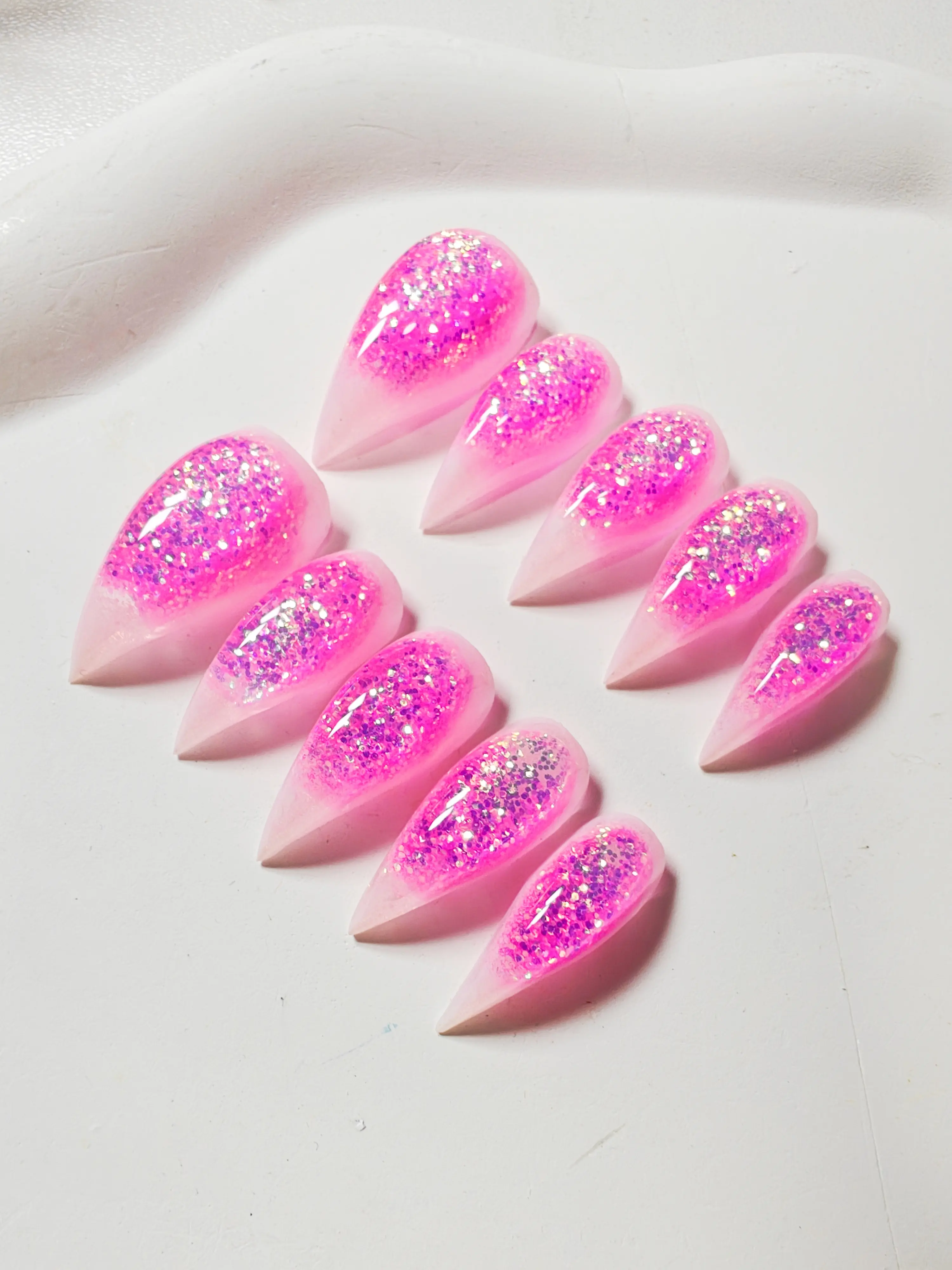 JmDrnails water Dragon Claw Nails 10 Pcs Handmade Acrylic Press on Nails Holographic Glitter Accents | Salon-Quality sparkly desgin Statement Nails