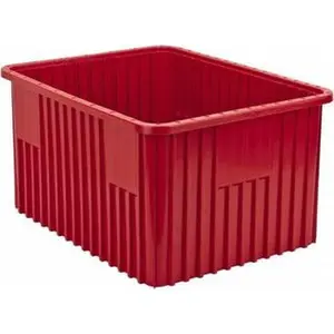 Red Dividable Polypropylene Storage Box Container - Quantum Storage Systems Stacking Bin, 100 Lb Load Capacity, 22.5" L x 17.5" W x 12" H Home Organizer (DG93120RD)