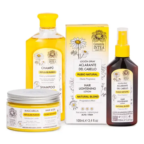 Camomila Intea Blond Hair Care Kit – Chamomile Hair Lightening Spray 3.4 fl oz, Blond Highlights Shampoo 8.5 fl oz & Hair Mask – Progressive, No Ammonia – For Blond & Light to Medium Brown Hair