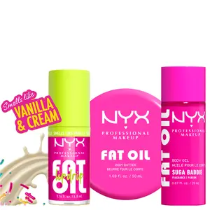 [NEW] Fat Oil Body & Lip Discovery Set, Mini Body Oil + Body Butter + High Shine Lip Oil, 24H Hydration, NYX Professional Makeup