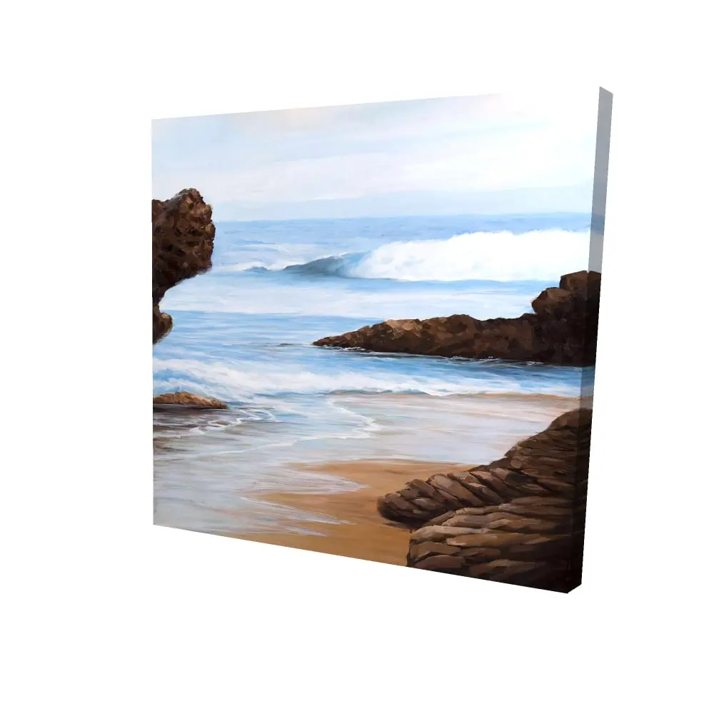Begin Home Decor 2080-2424-CO22 24 x 24 in. Coastal Bedroom Canvas - Rocks & Seaside Marine Decor
